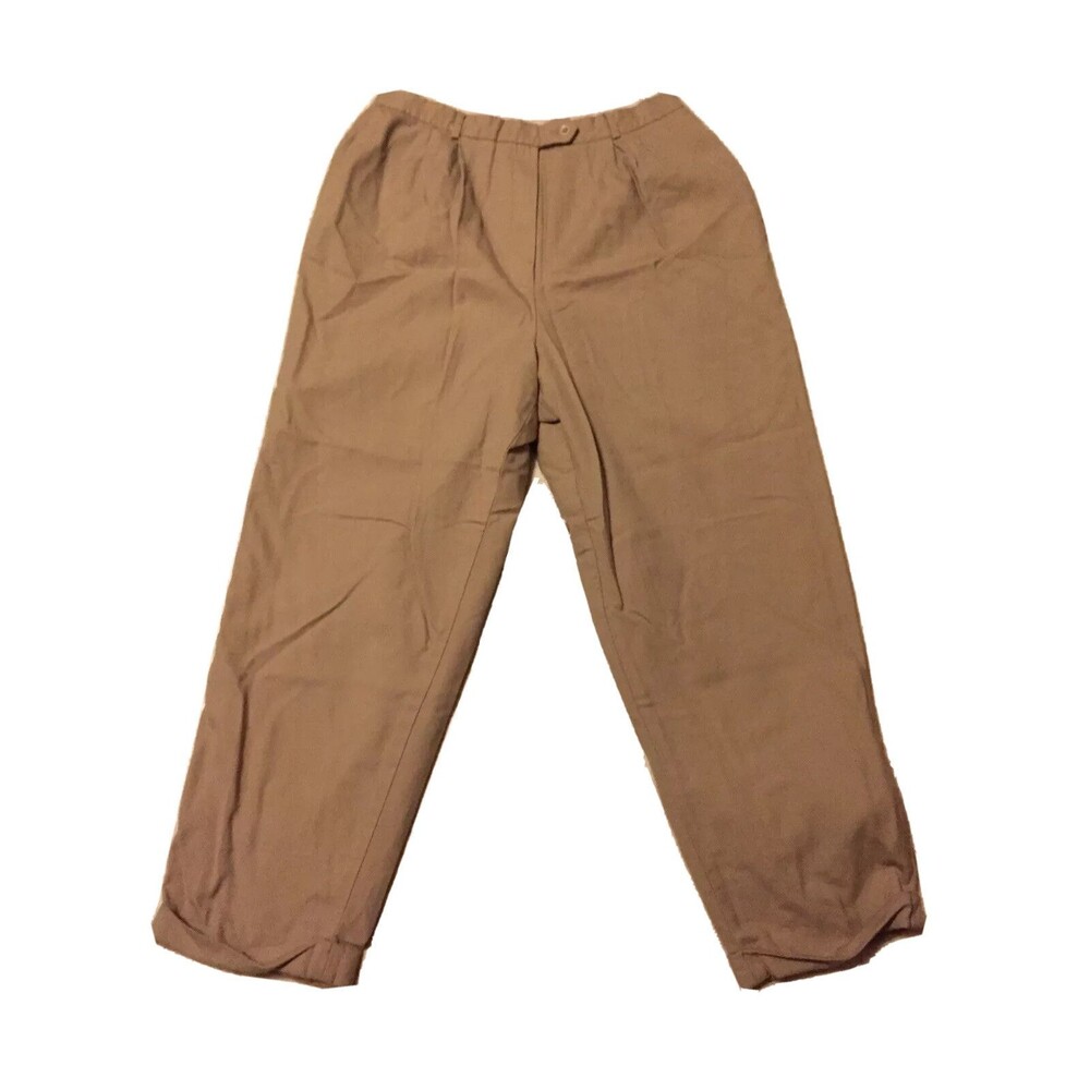 Talbots Wool Brown Pants Lined Straight Leg Cuffed Trousers Size 18 EE10